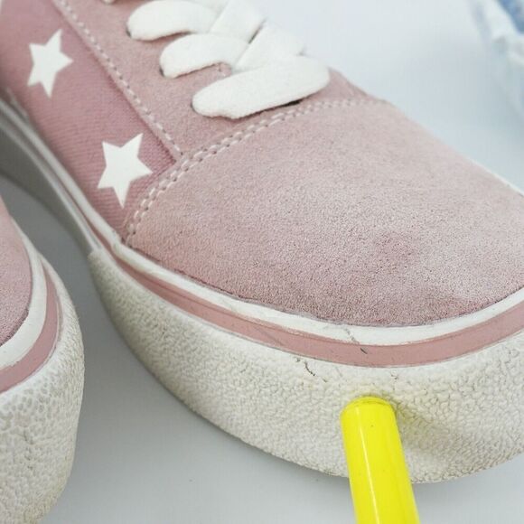 Steve Madden Leather Sneakers Womens 10 Pink Stars Platform 90s Retro - Picture 14 of 14